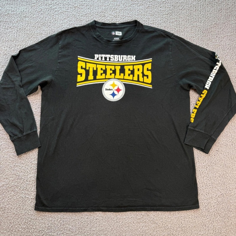 NFL Team Apparel Pittsburgh Steelers‎ Long Sleeve T-Shirt Black Mens XL